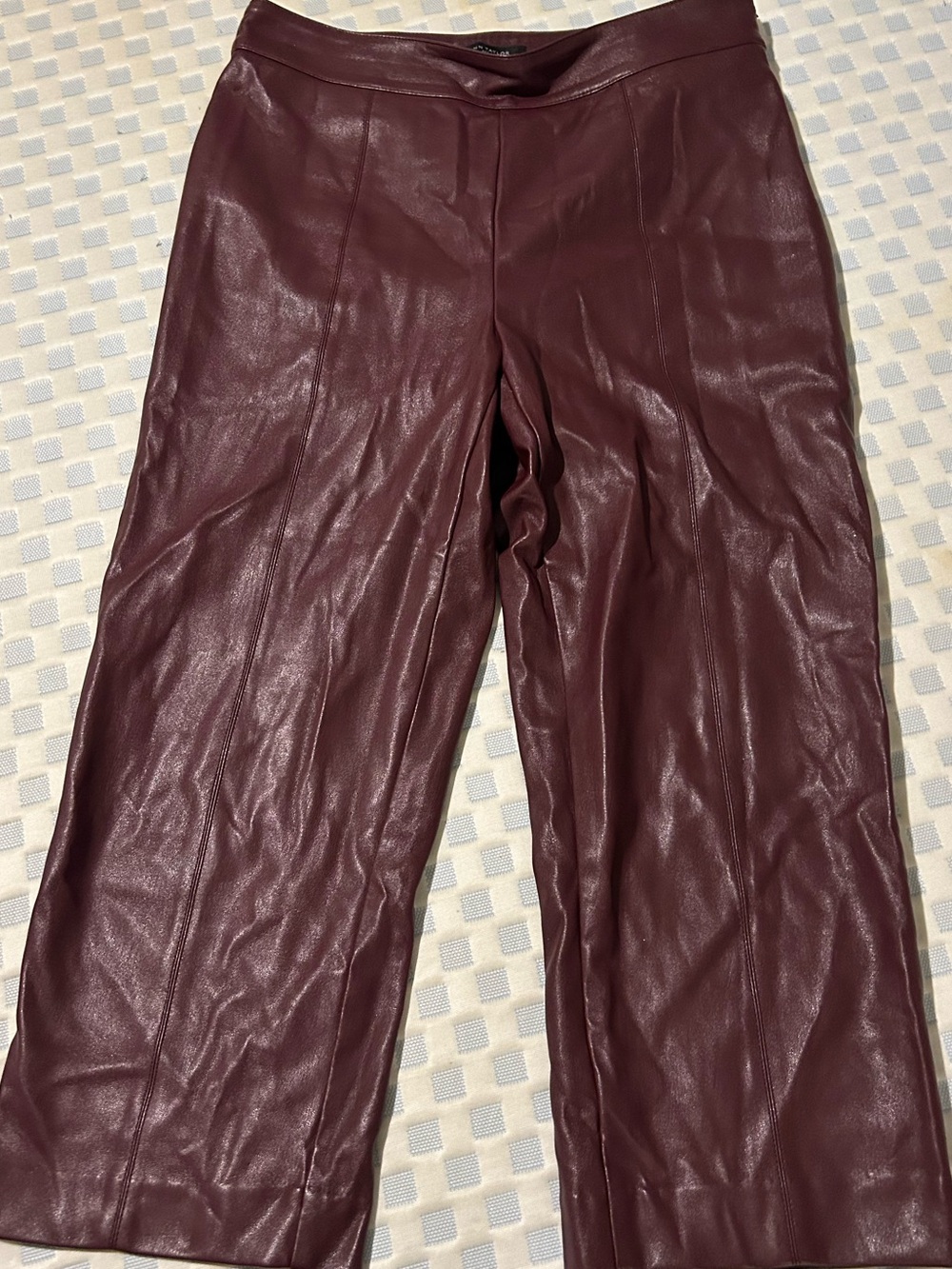 Ann Taylor Faux Leather Wide-Leg Pants - Wine